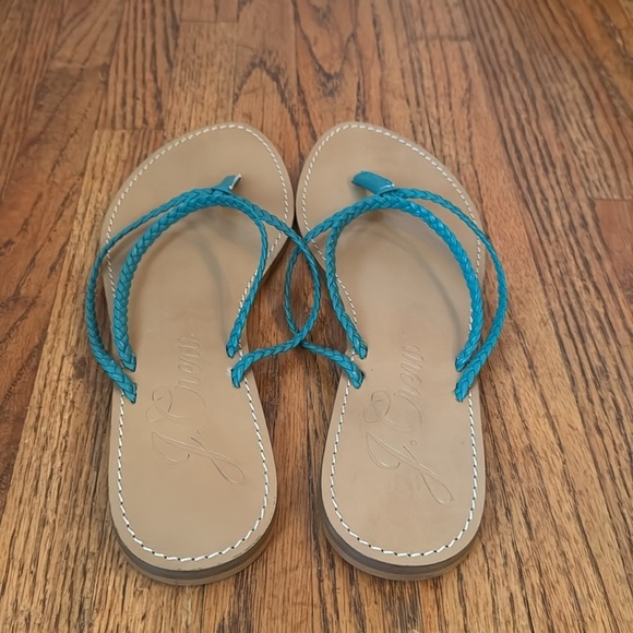 J. Crew New Green Leather Capri Braided Strap Flip Flop Sandals Size 8 - Picture 5 of 8